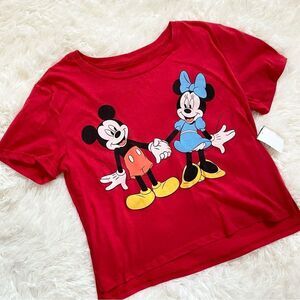 Disney Red Mickey & Minnie Cropped Tee